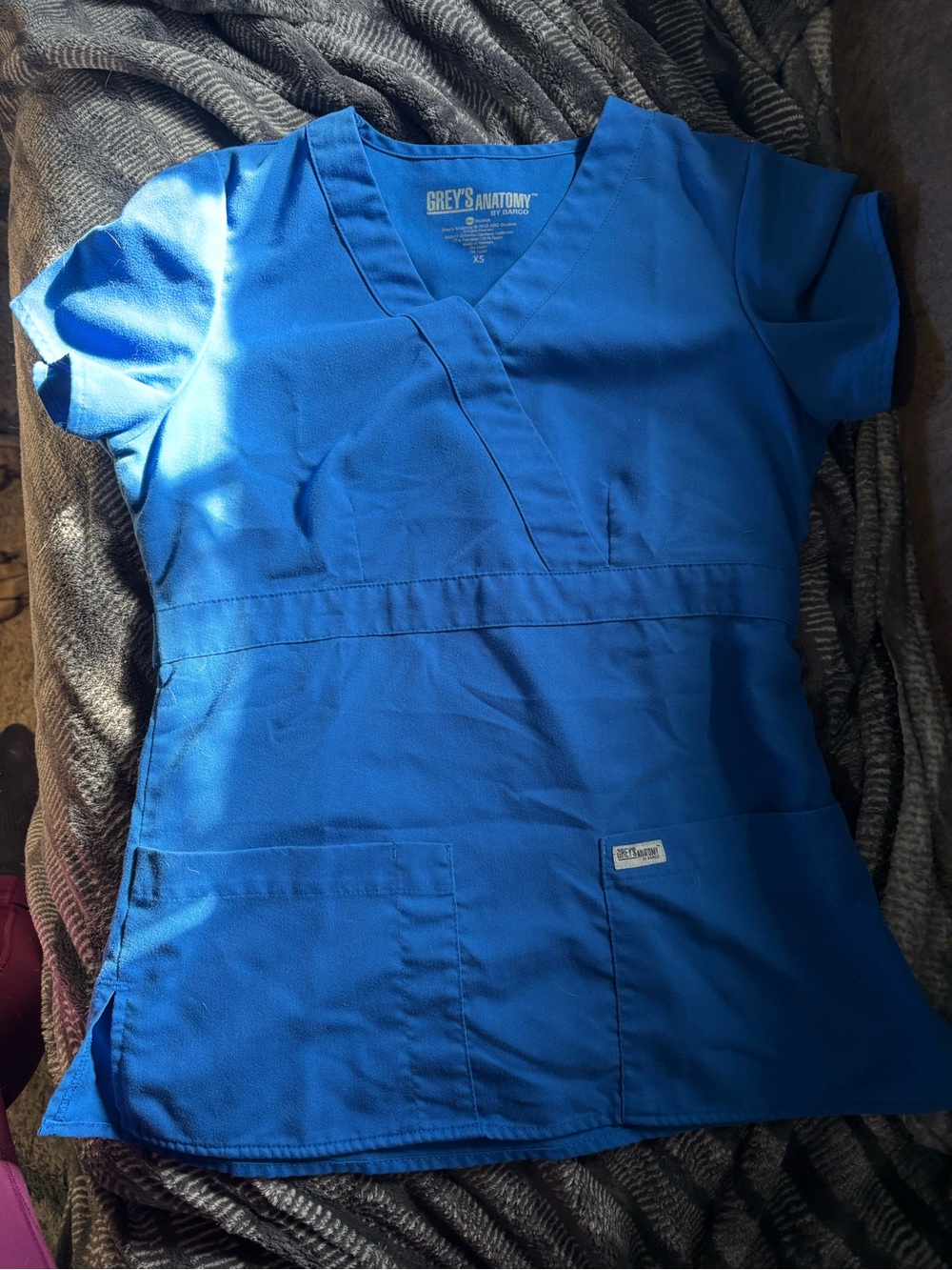 Grey’s Anatomy by Barco Blue Scrub Top XS Surplice V Neck
